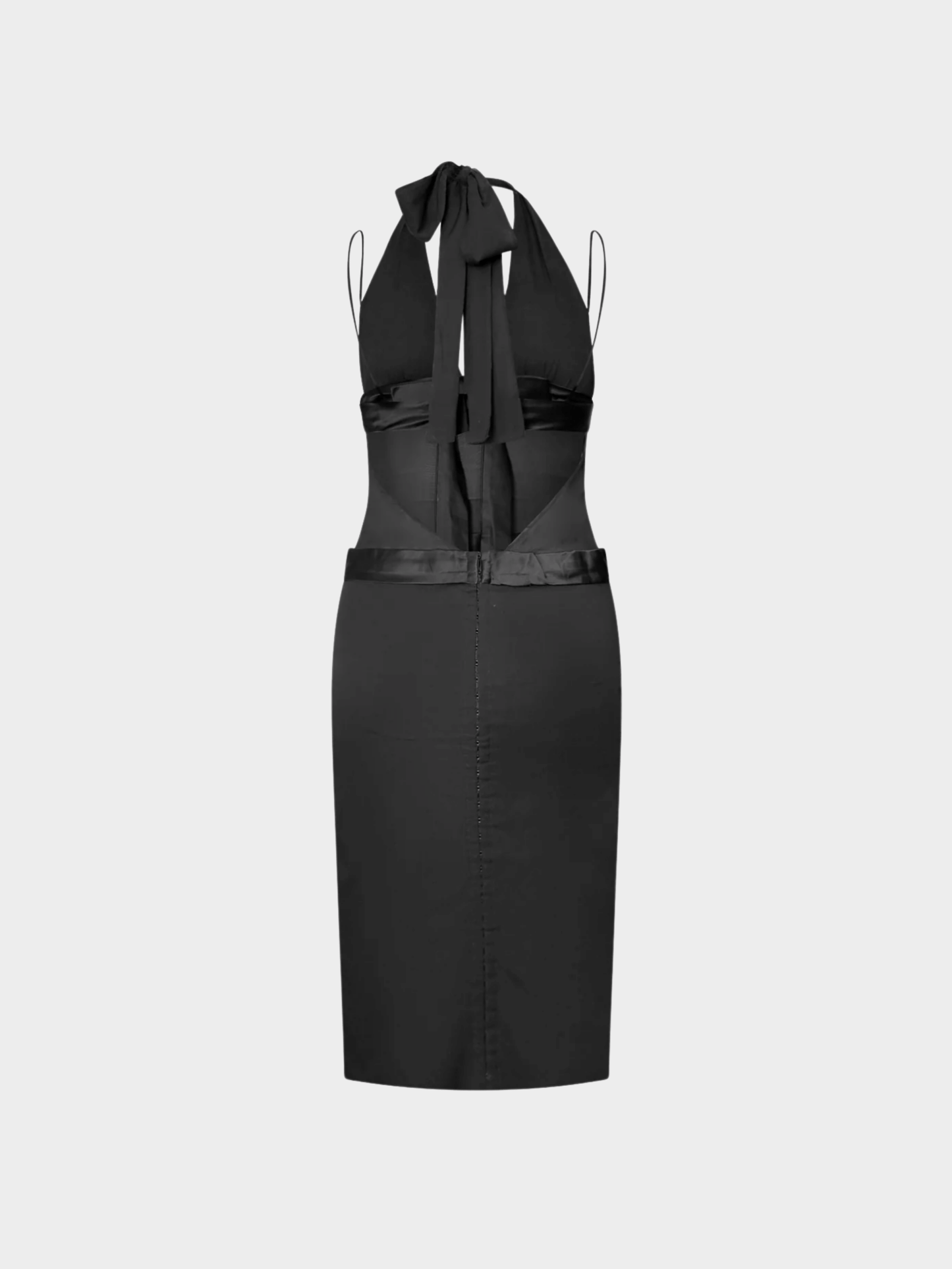 Dolce and Gabbana SS 2004 Runway Black Halter-neck Silk Bowed Dress