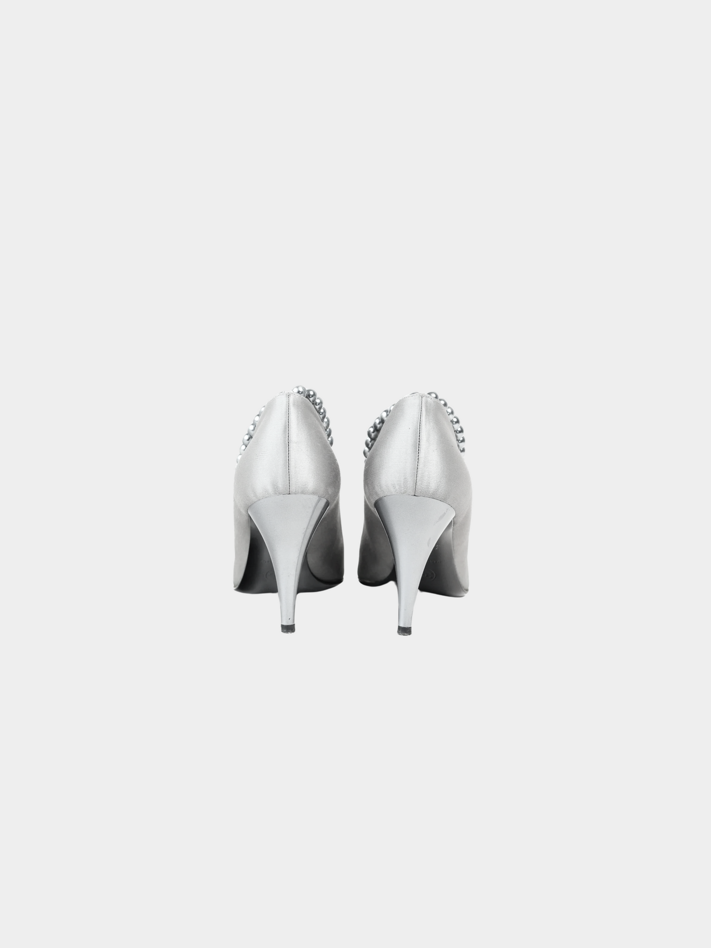 Chanel 2000s Grey Pearl Satin Heels