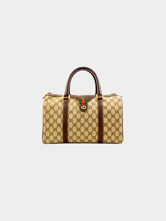 Gucci 2000s Brown GG Monogram Mini Boston Bag