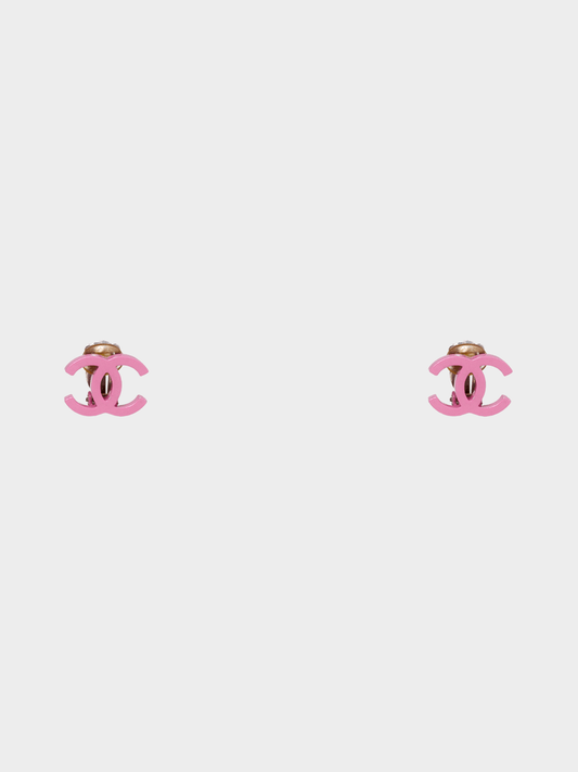 Chanel SS 2004 Pink CC Plastic Earrings