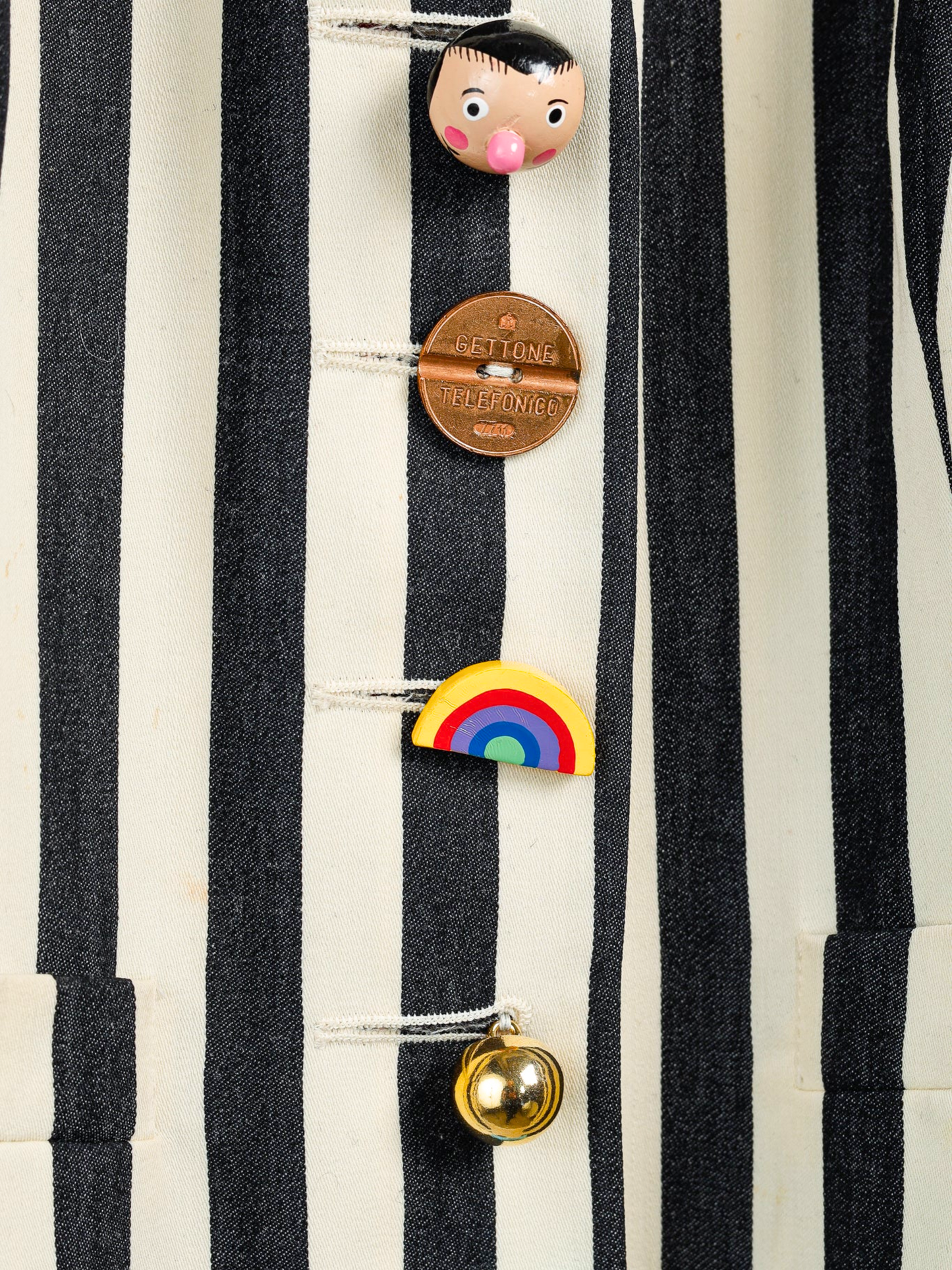 Moschino 1990s Cheap and Chic Striped Toy Button Waistcoat