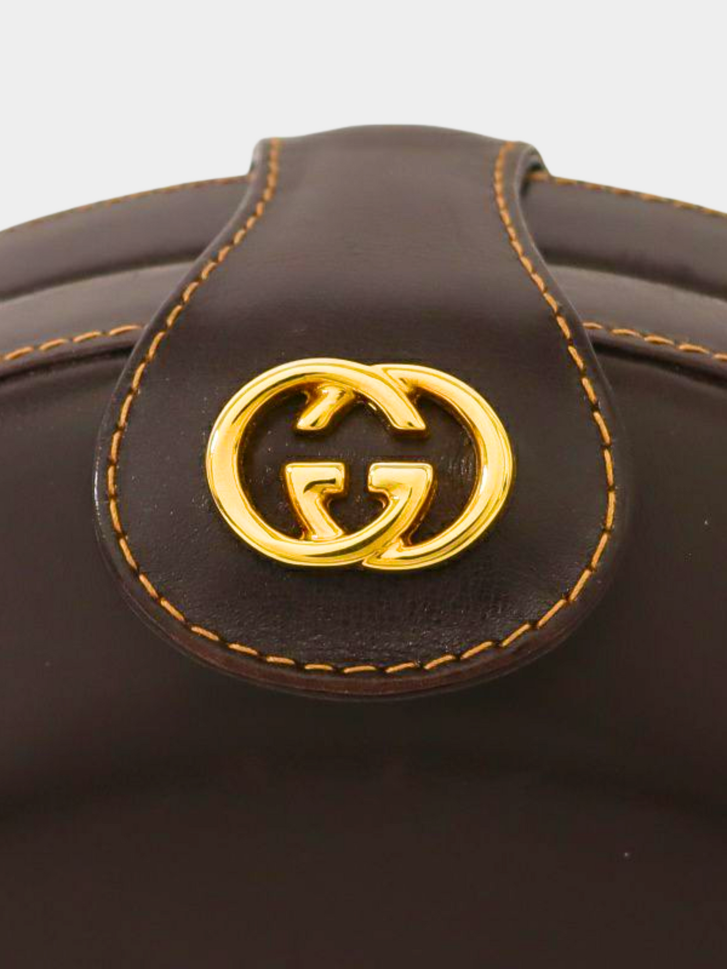 Gucci 2010s Brown Leather GG Round Bag