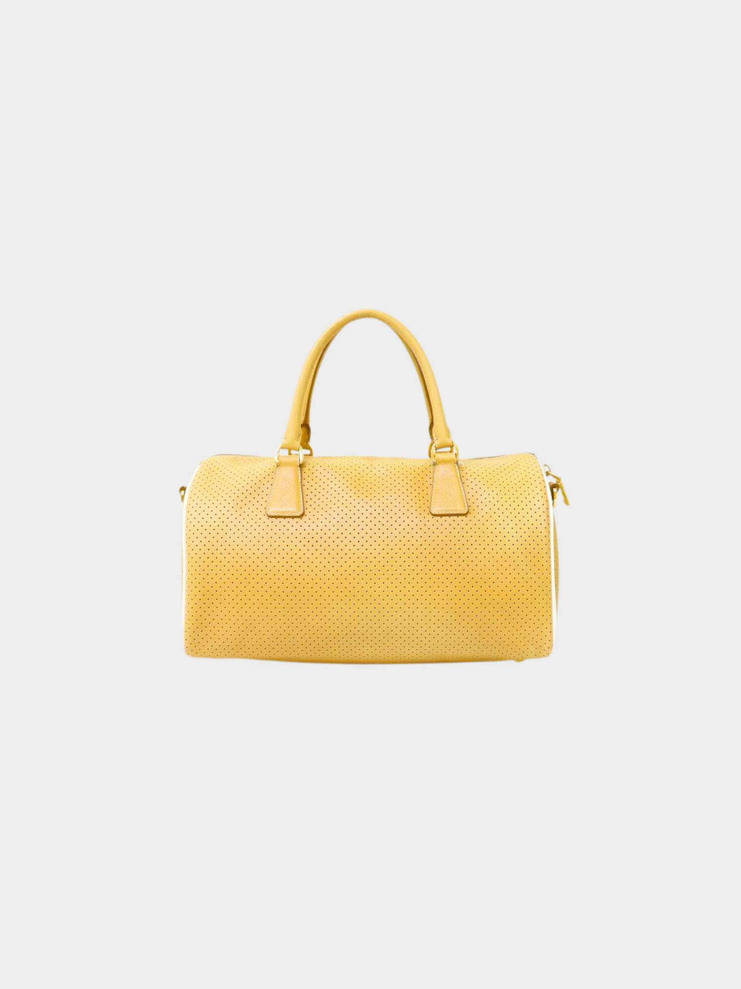 Prada 2000s Beige Perforated Leather Bowler Two-Way Bag
