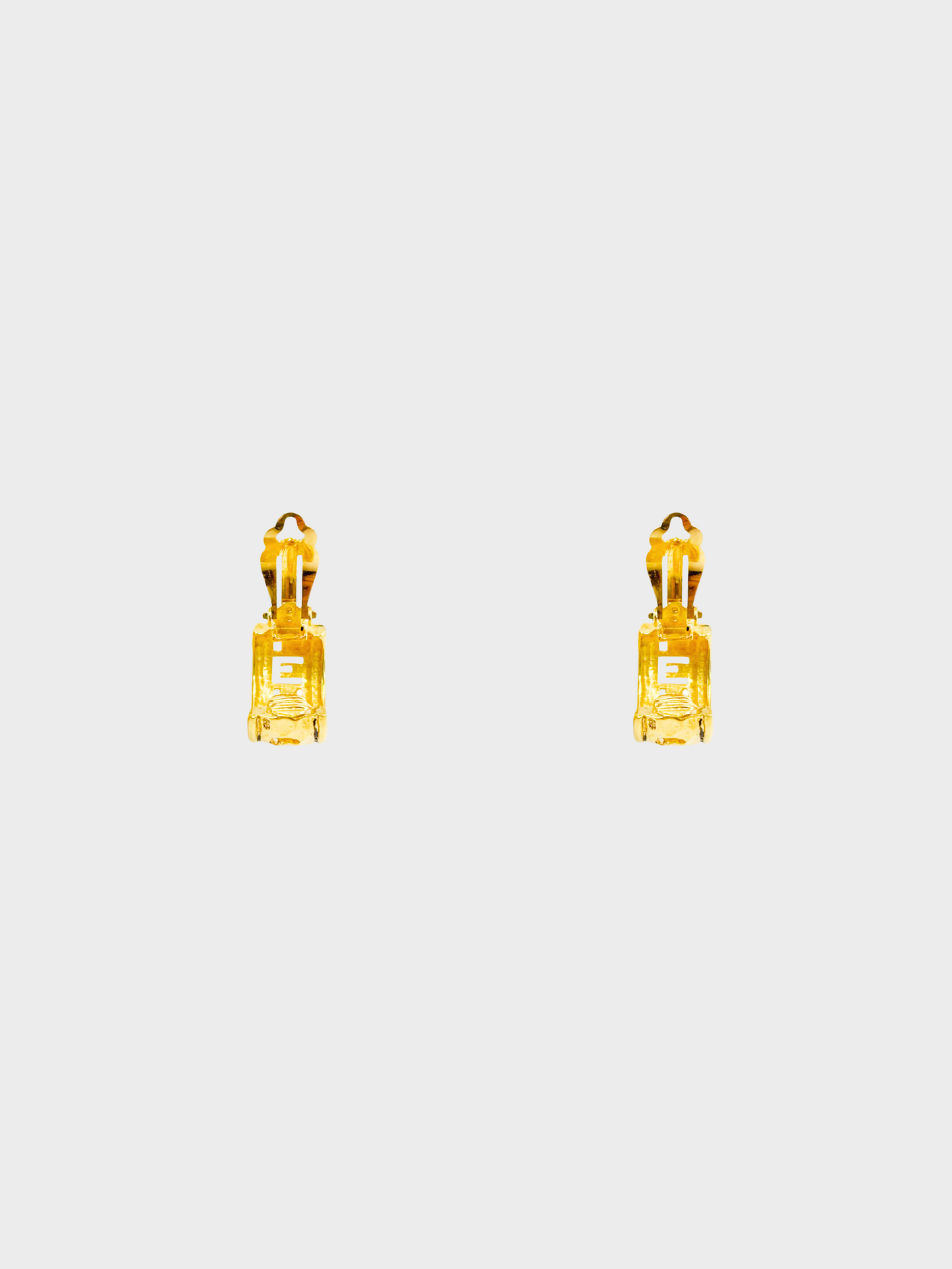 Chanel 1990s Gold Semi-Hoop Logo Hollowed Out Earrings