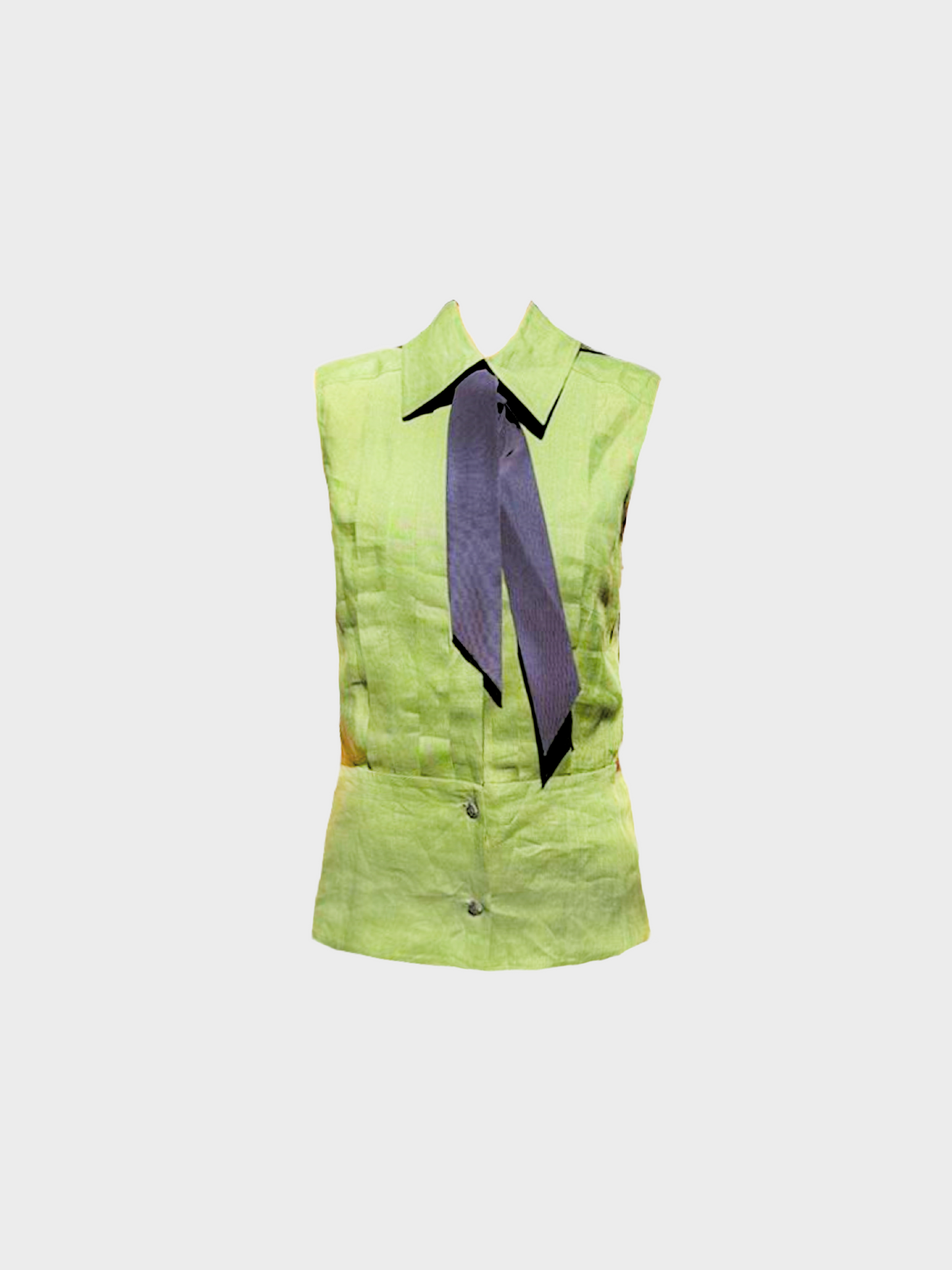 Chanel Cruise 2017 Green Sleeveless Button-Up Top