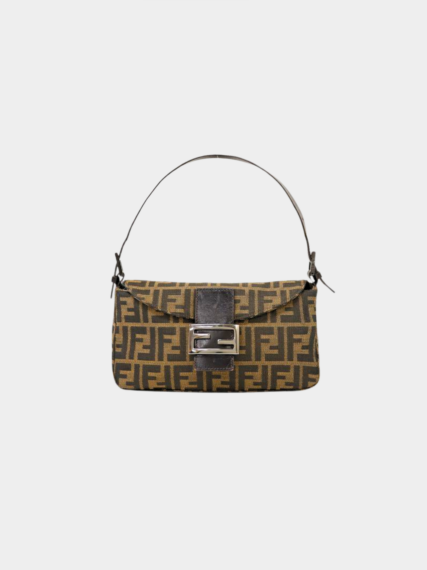 Fendi 2000s Brown Monogram Mamma Baguette Bag