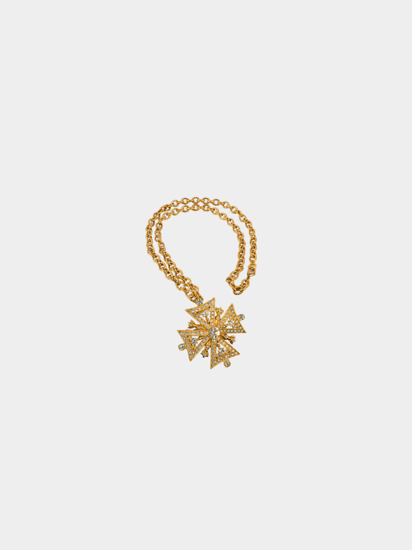 Christian Dior 1990s Gold Maltese Cross Necklace