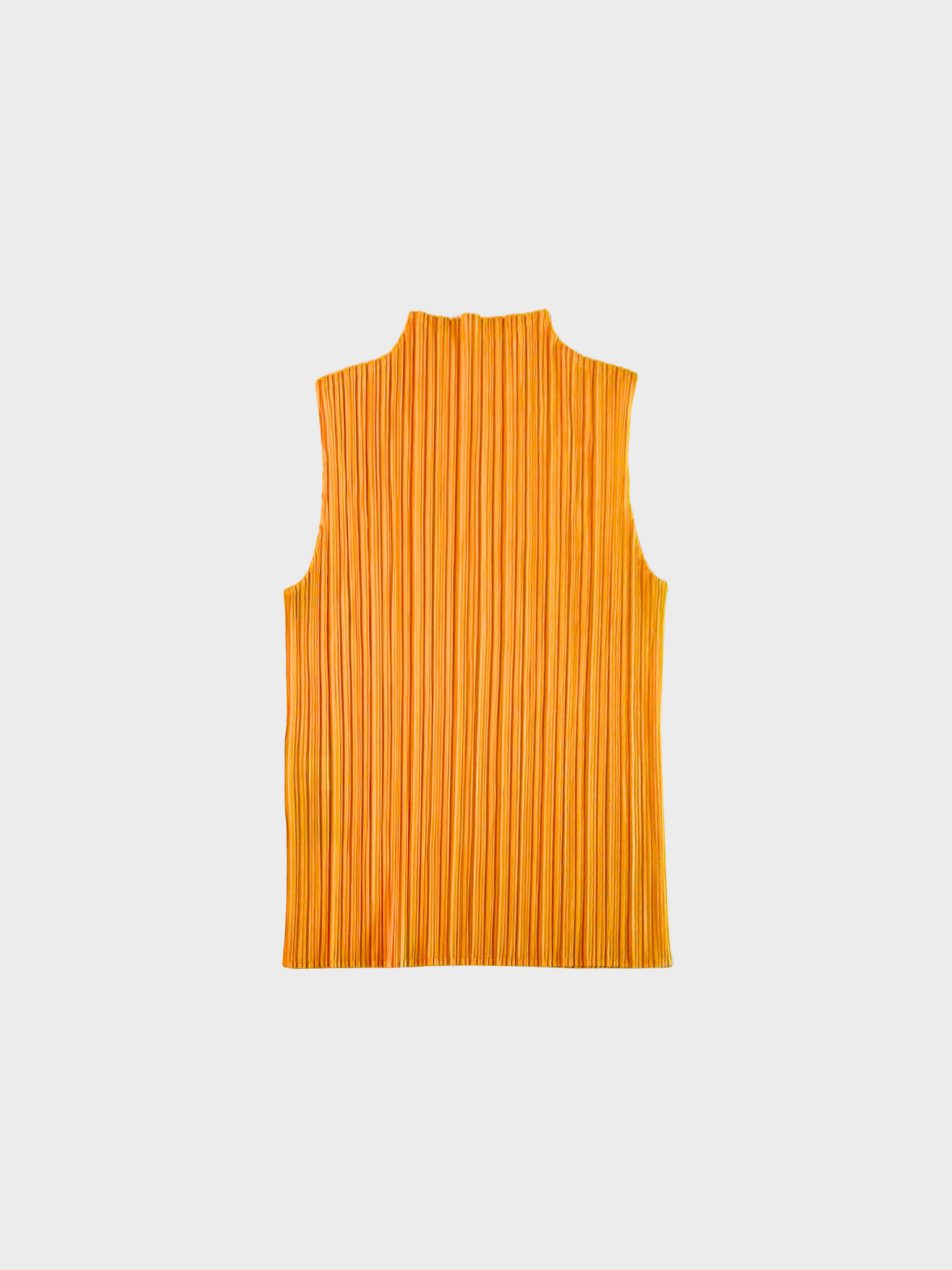 Issey Miyake Pleats Please 2000s Yellow Mock Neck Sleeveless Top