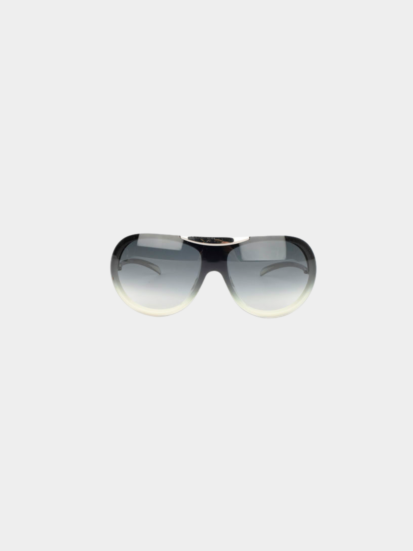 Chanel 2000s Black Silver Aviator Sunglasses