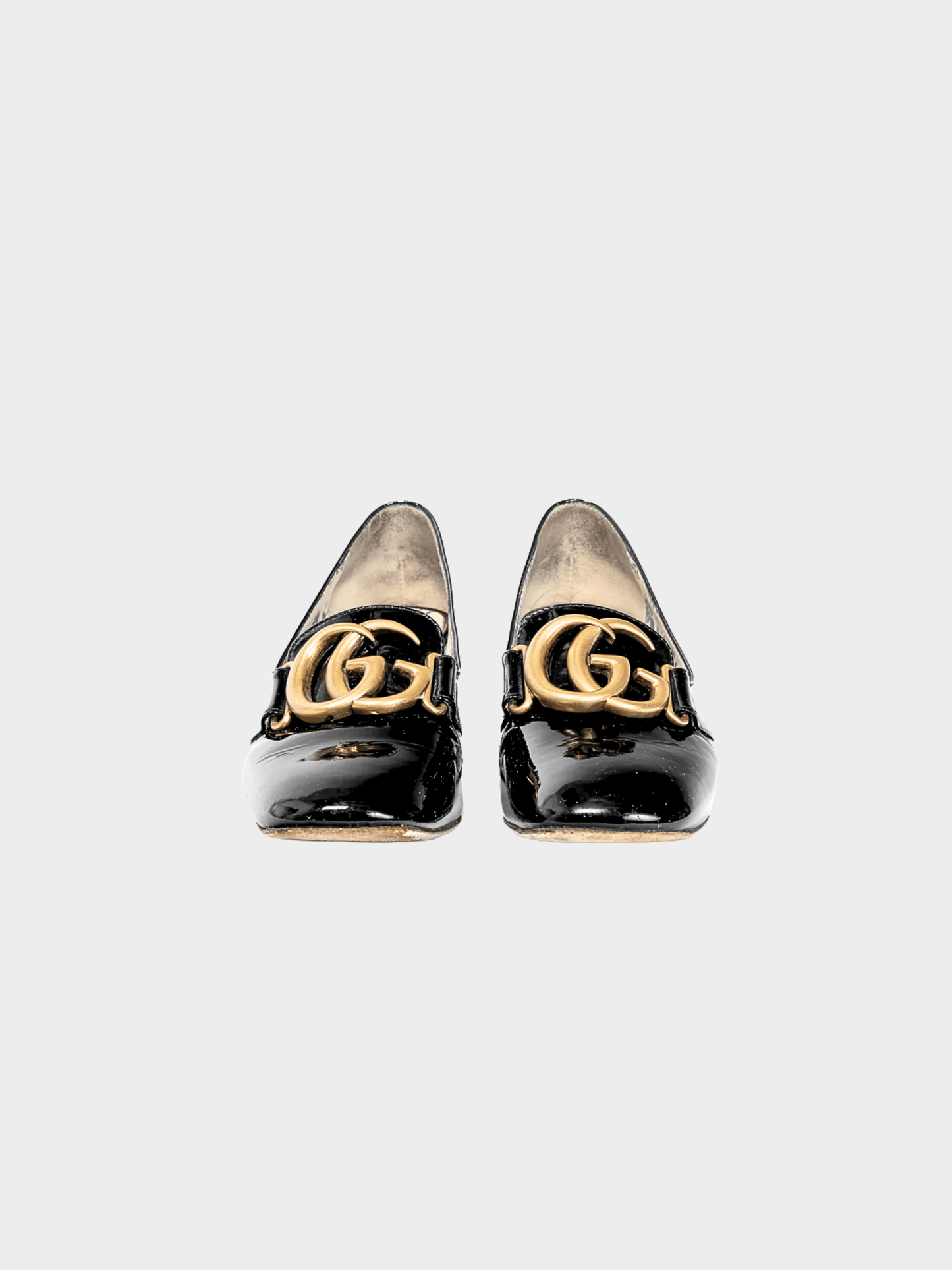 Gucci 2010s Victoire Black Patent-Leather GG Loafer Pumps