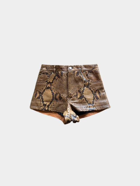 Yves Saint Laurent 2010s Brown Snakeskin Shorts