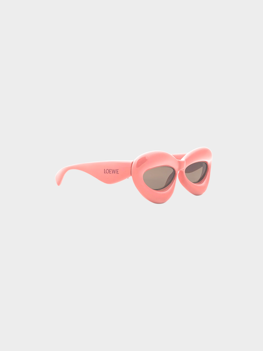 Loewe 2023 Shiny Pink Cat Eye Inflated Sunglasses