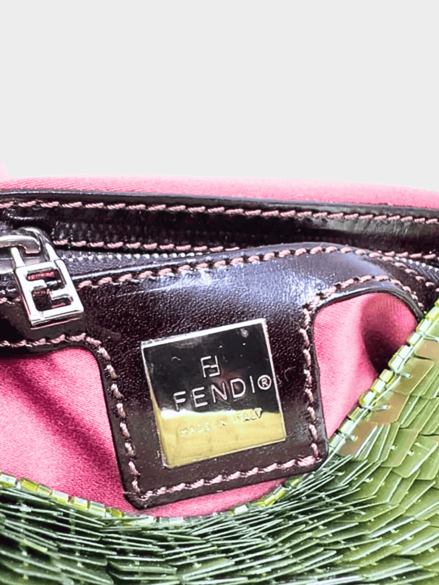 Fendi 2000s Green Sequined Baguette Bag