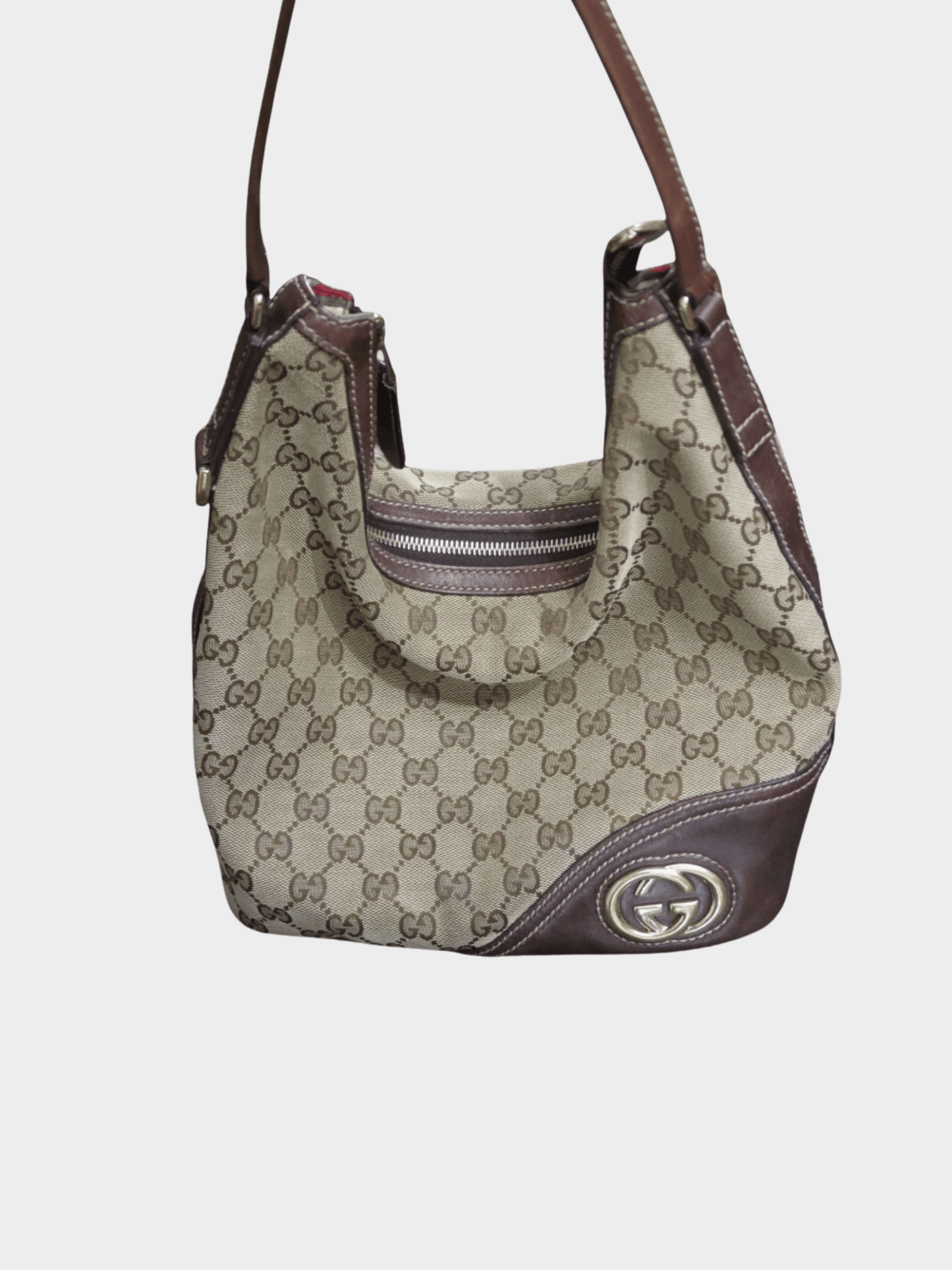 Gucci 2000s Brown Monogram Canvas Horsebit Bag
