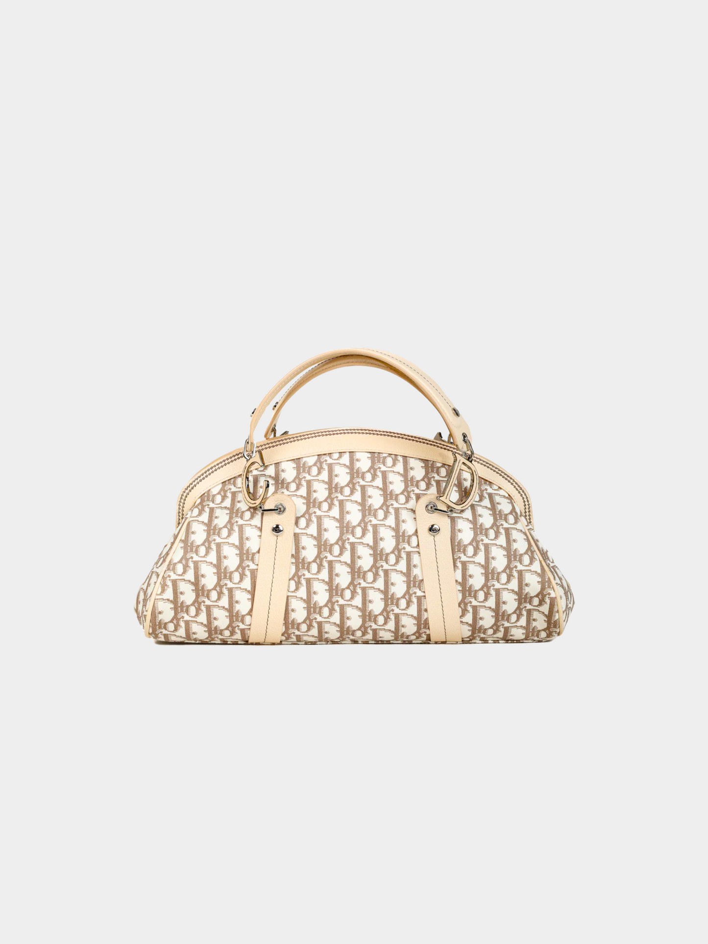 Christian Dior SS 2005 Beige Monogram Vintage Flowers Canvas Embroidered Bag