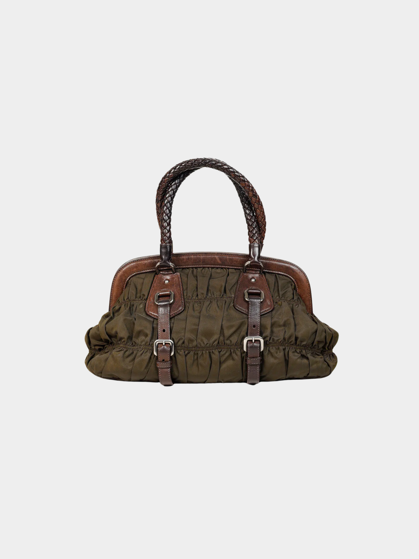 Prada 2007 Resort Green Tessuto Gaufre Nylon Shoulder Bag