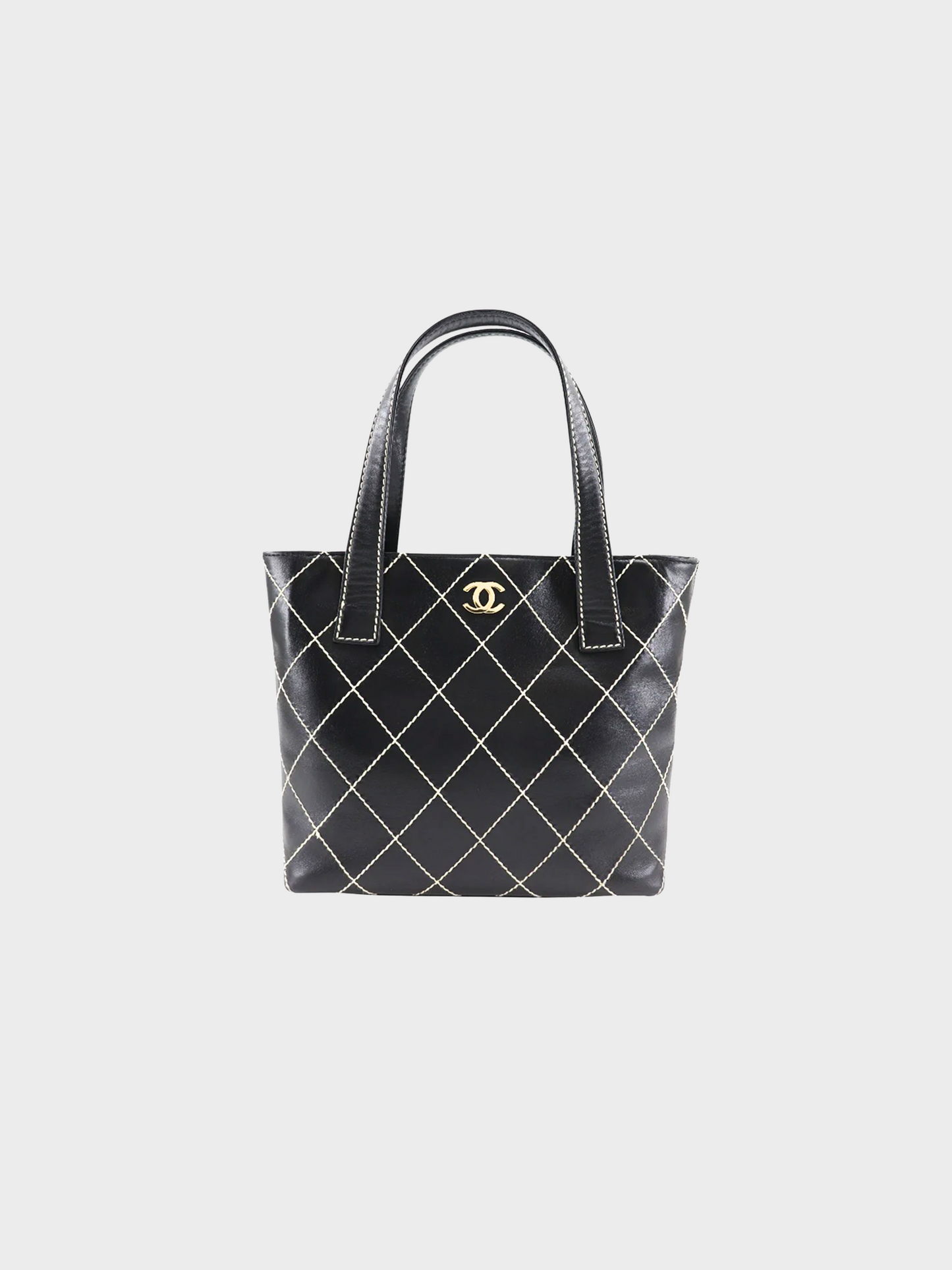 Chanel 2002 Black Wild Stitch Tote Handbag
