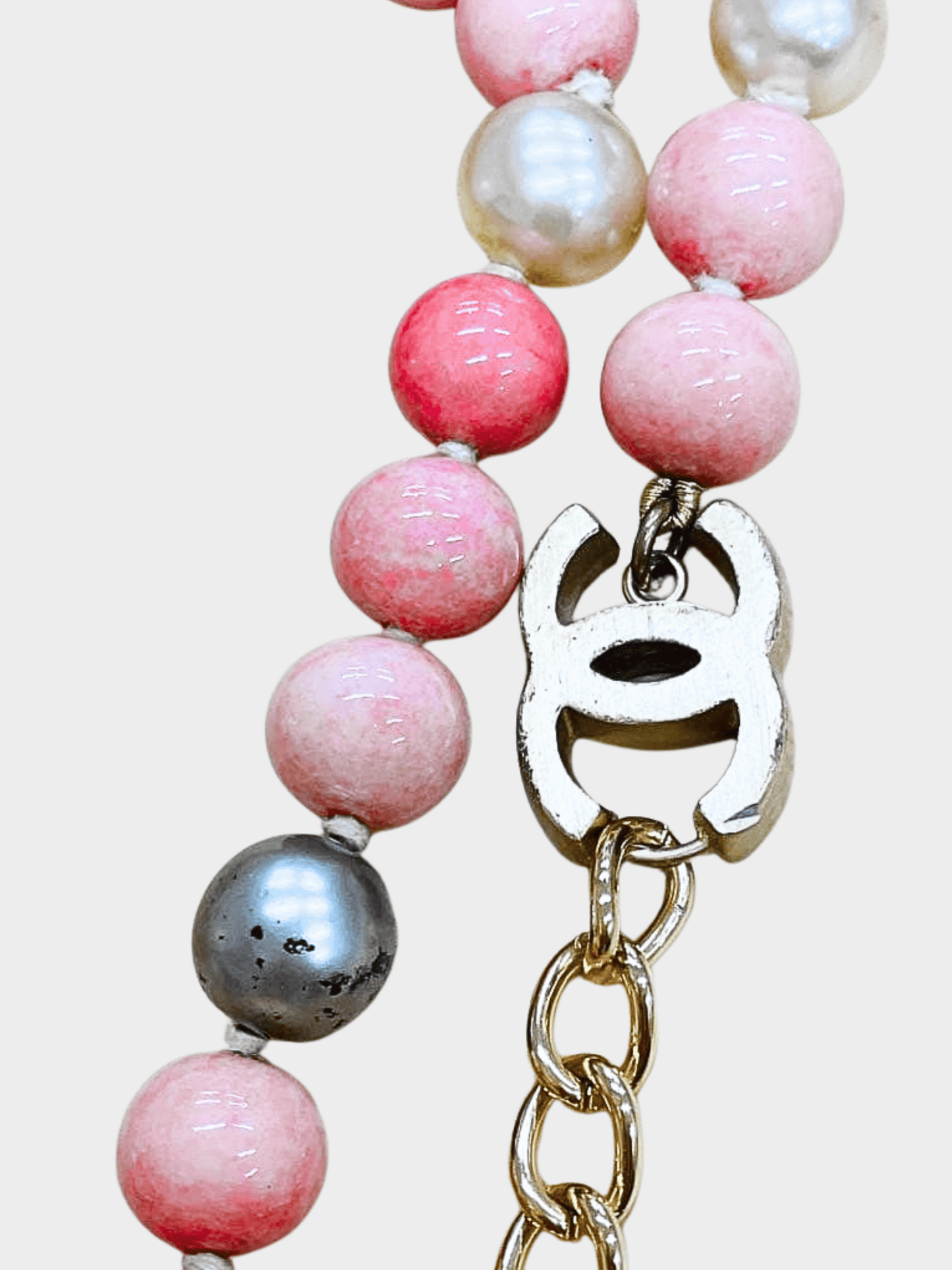 Chanel SS 2003 Pink Pear and Gold Chain Necklace