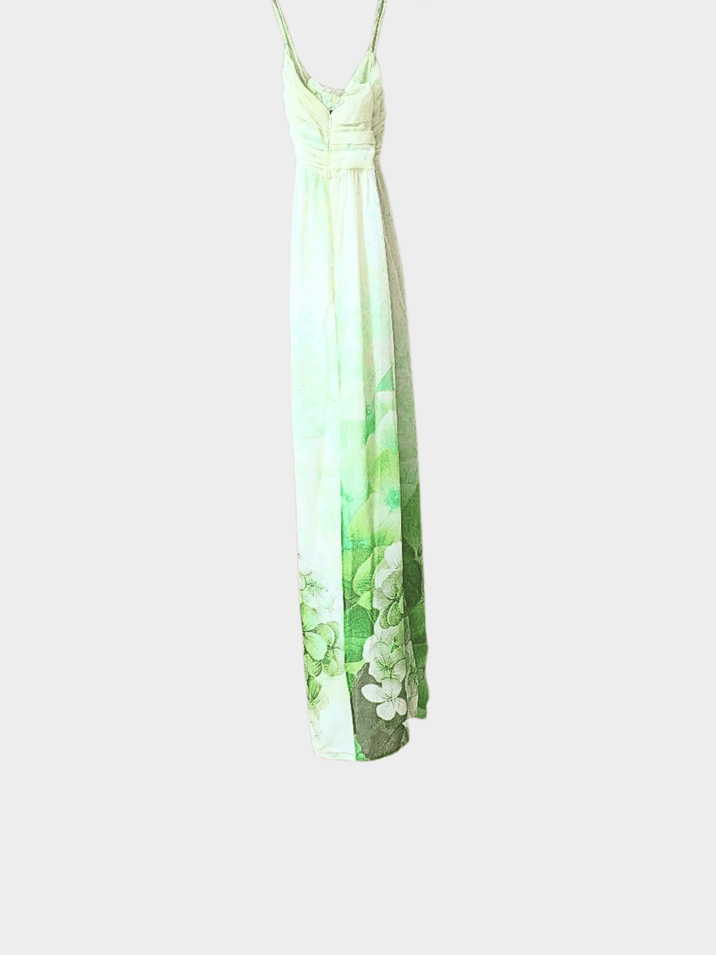 Roberto Cavalli Class 2000s Green Floral Silk Maxi Dress