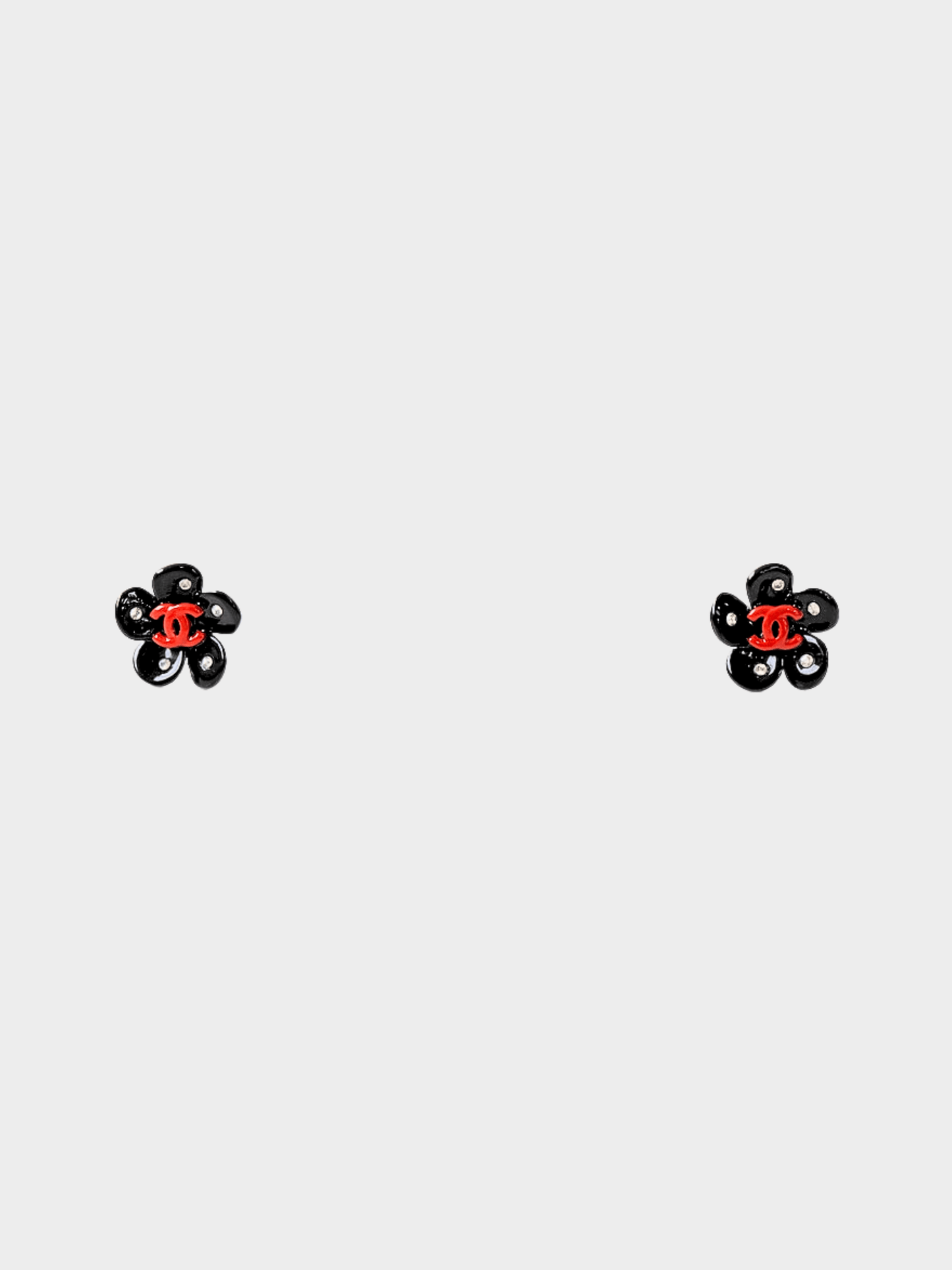 Chanel 2000s Black Camellia Flower Earrings