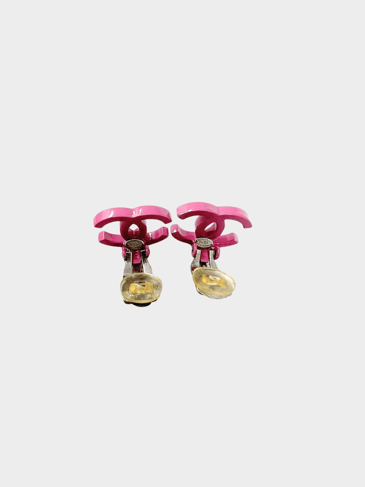 Chanel SS 2004 Pink CC Plastic Earrings