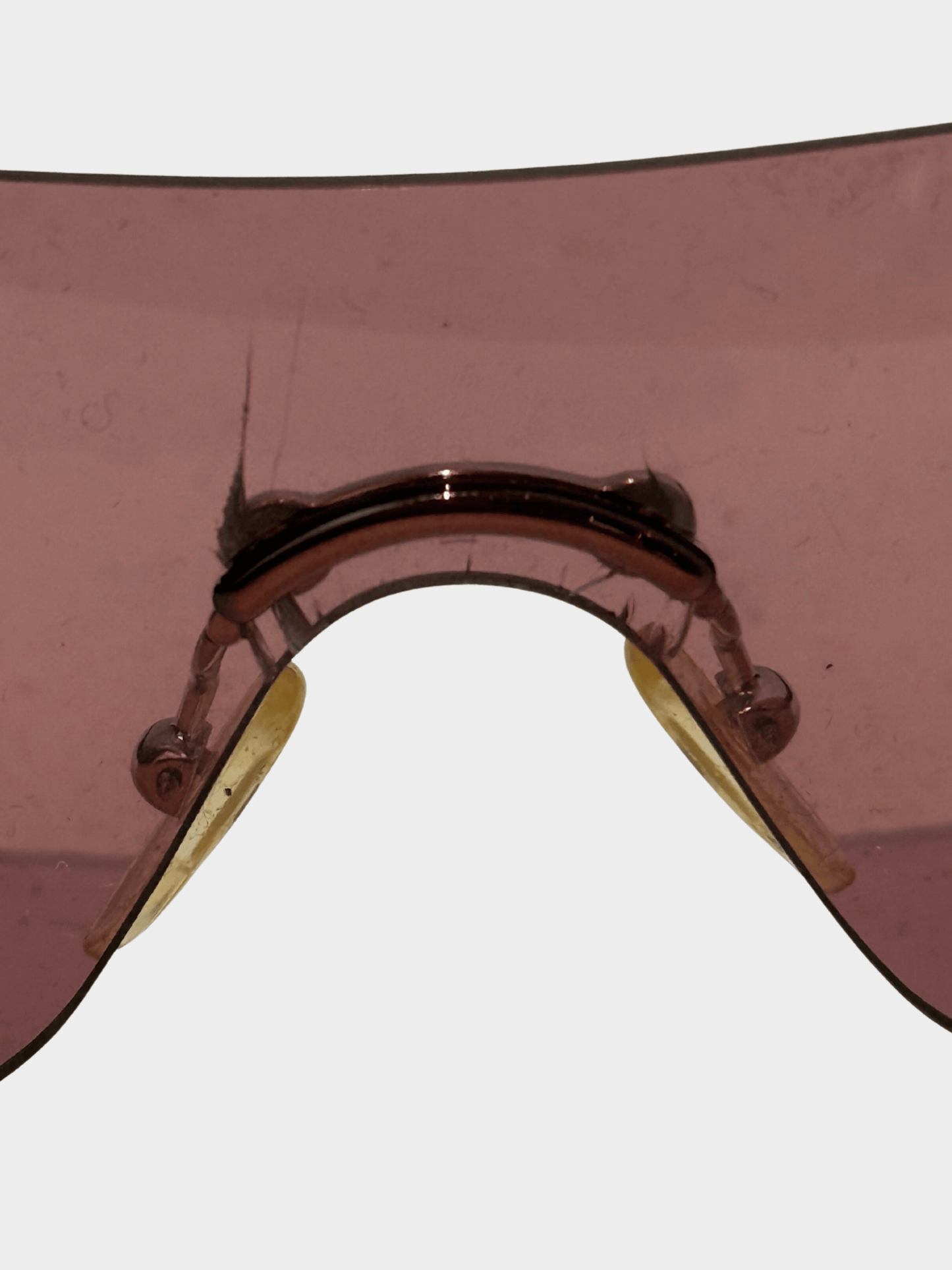 Gucci 2000s Pink Rimless Shield Sunglasses