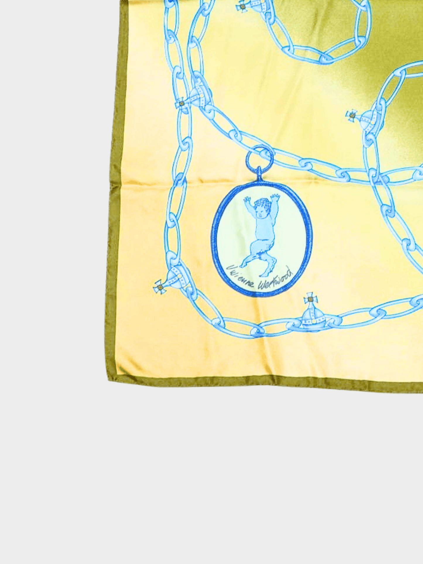 Vivienne Westwood 2000s Green Chain Print Silk Scarf