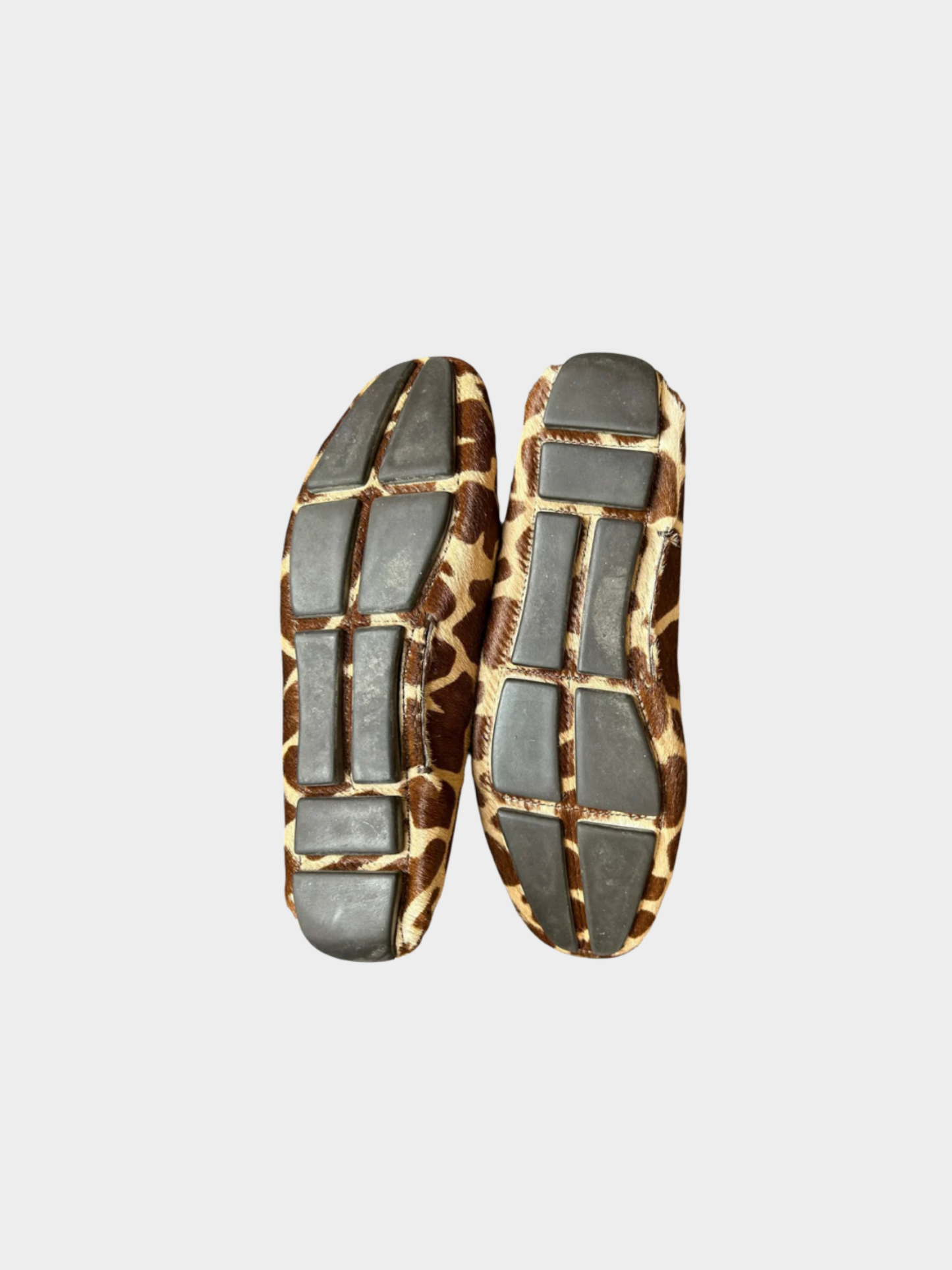 Prada 2000s Brown Giraffe Print Calf Hair Loafers