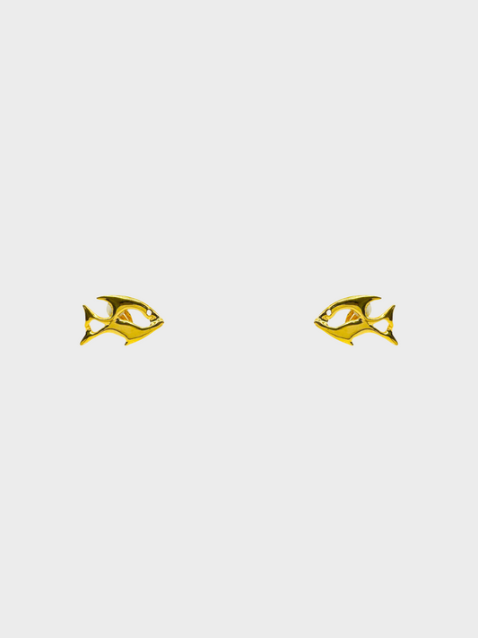 Yves Saint Laurent 2000s Gold Fish Motif Clip-on Earrings
