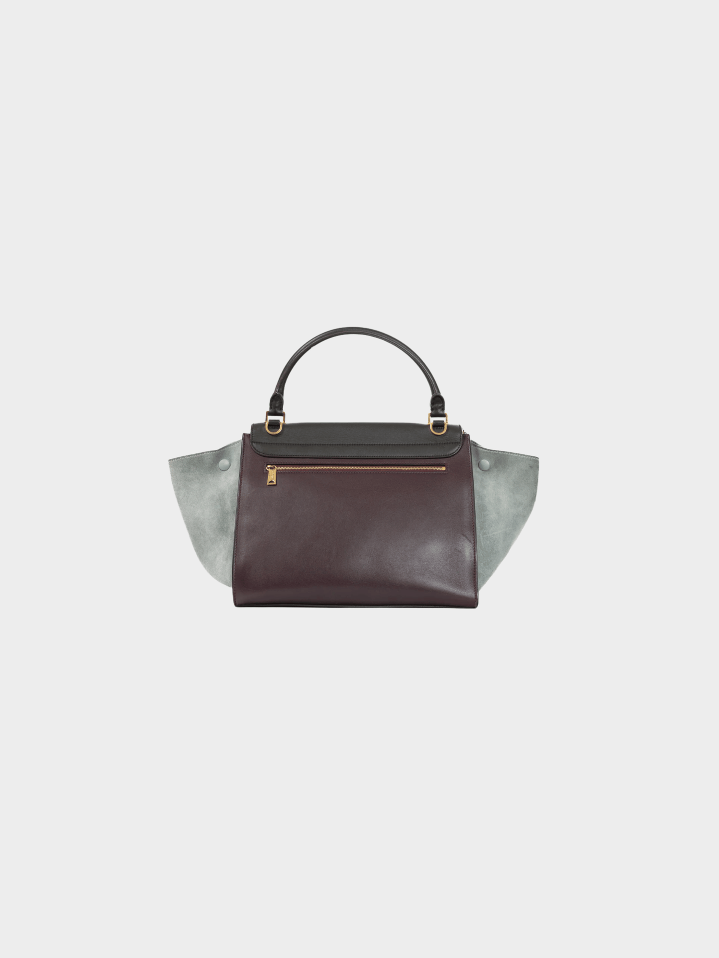 Celine 2010s Trapeze Medium Brown, Burgundy & Grey Leather & Suede Tote
