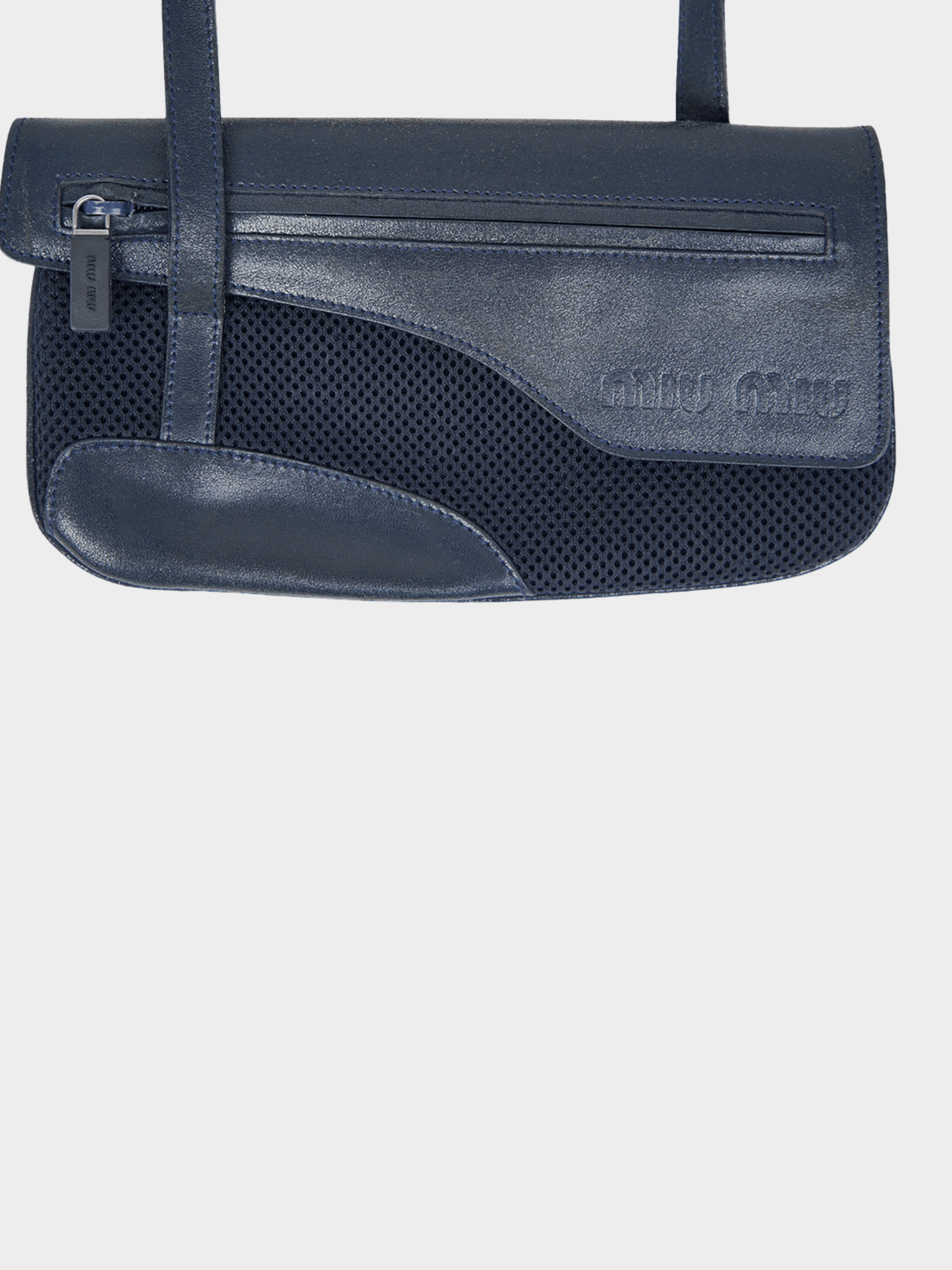 Miu Miu SS 2000 Navy Mesh Leather Bag