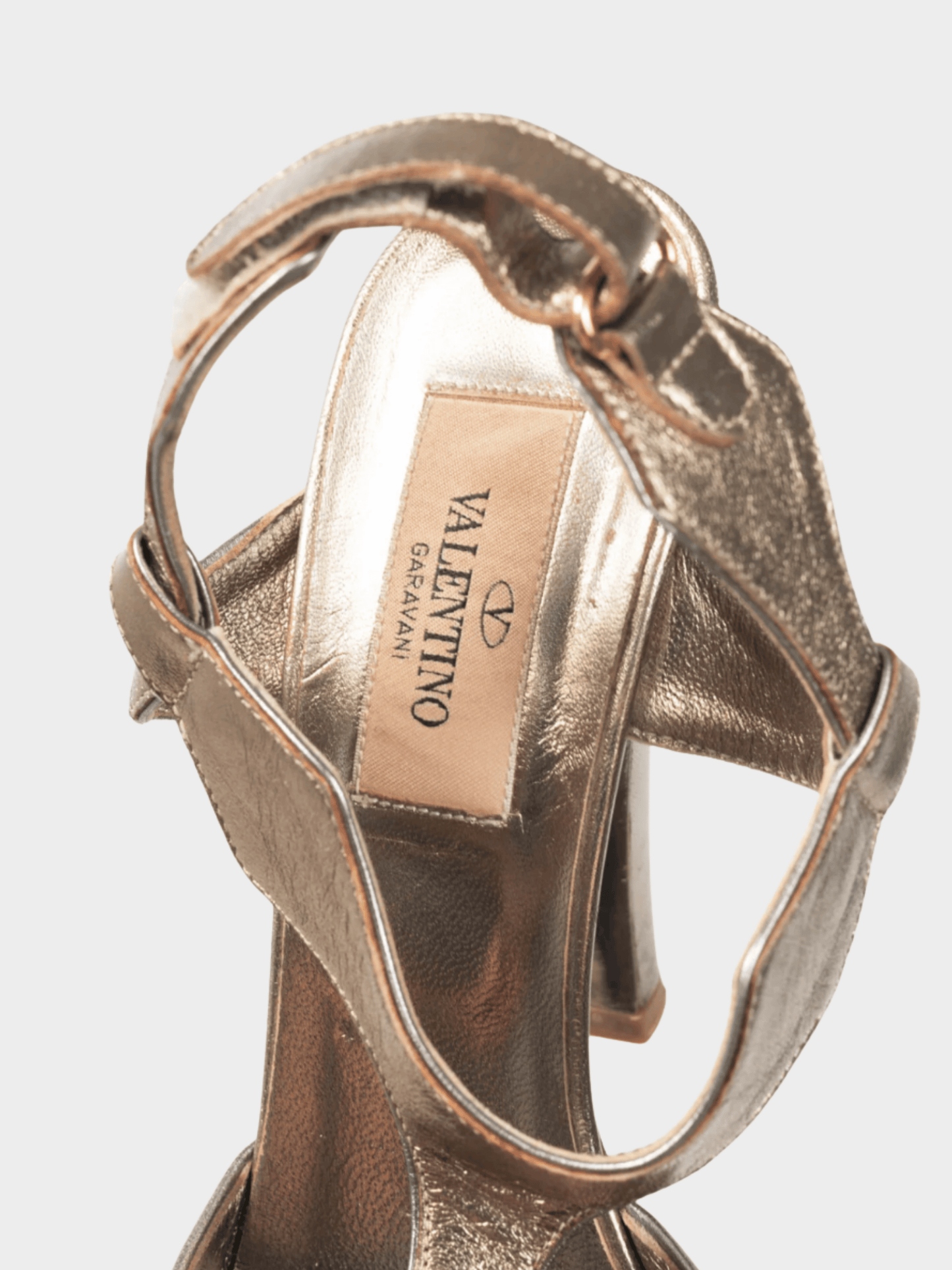 Valentino SS 2009 Runway Metallic Gold T-Strap Leather Sandals