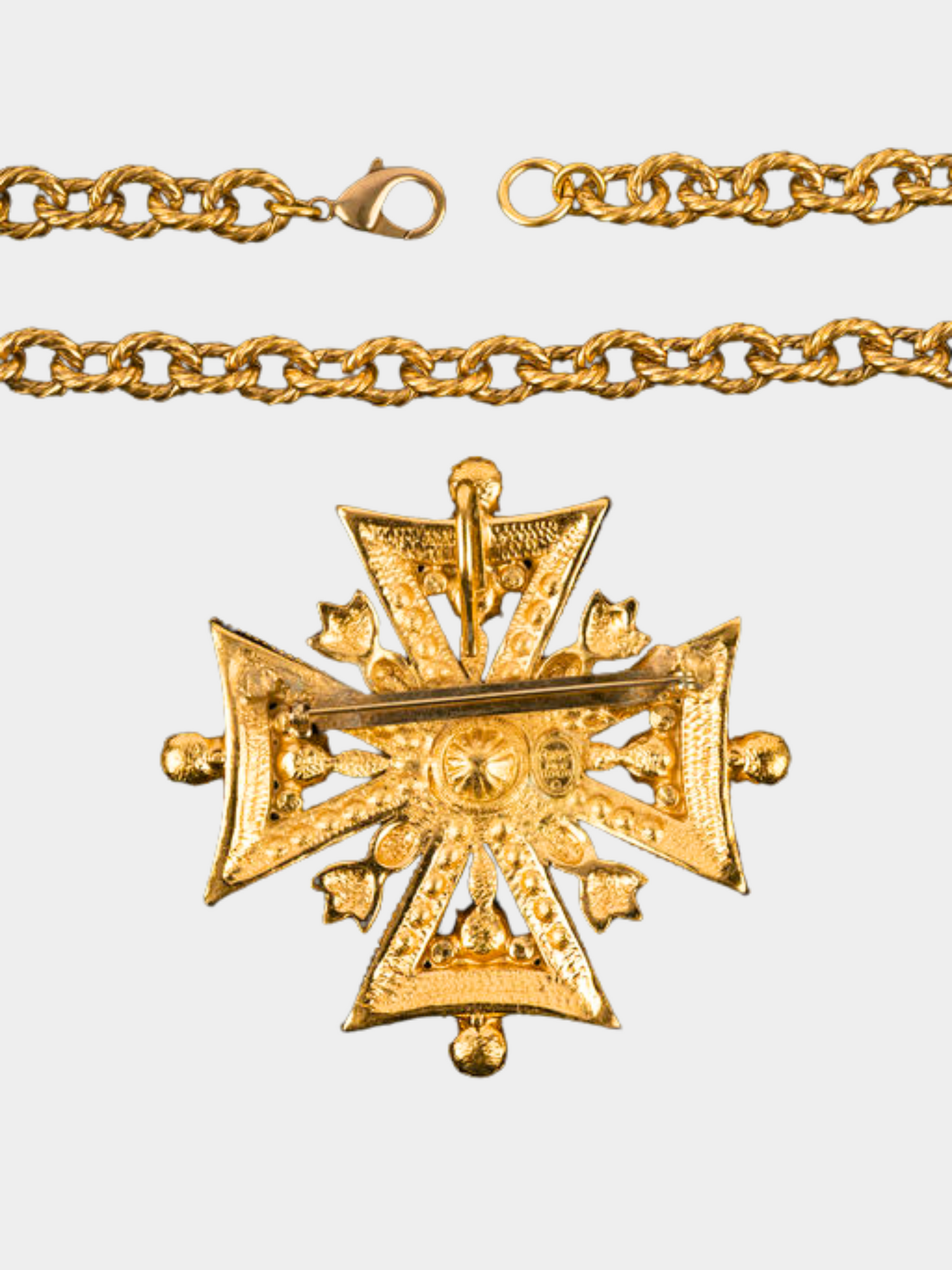 Christian Dior 1990s Gold Maltese Cross Necklace