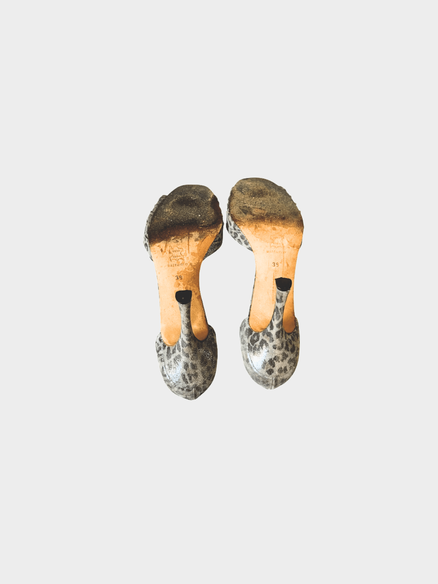Manolo Blahnik 2000s Silver Leopard D’Orsay Heels