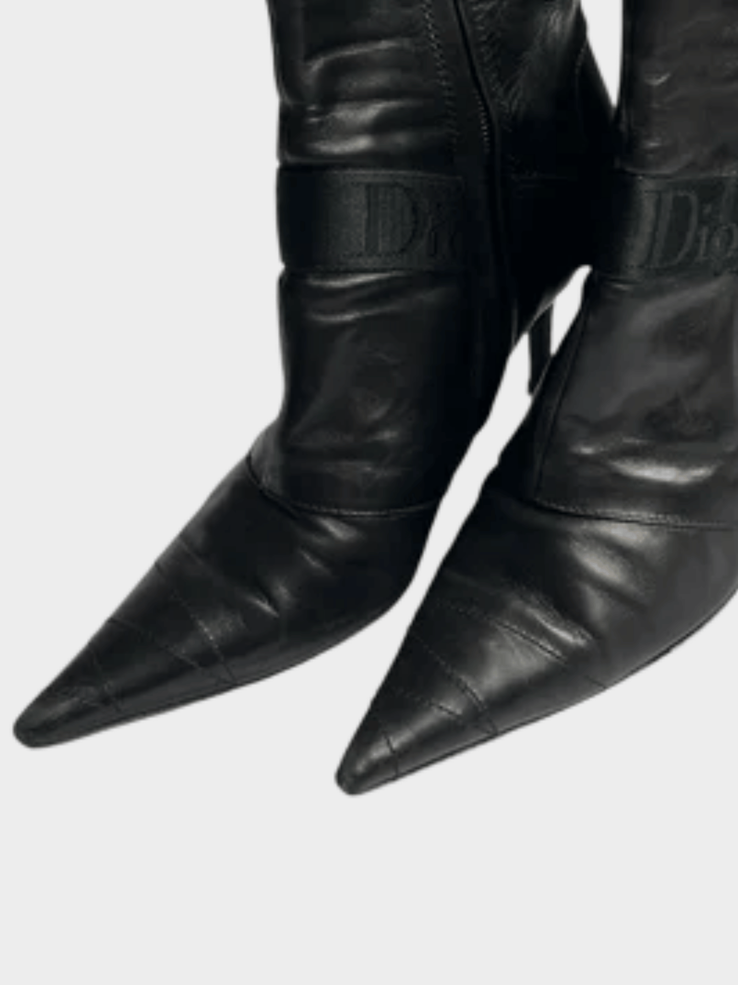 Christian Dior AW 2003 Black Hardcore D Buckle Pointed Toe Ankle Boots