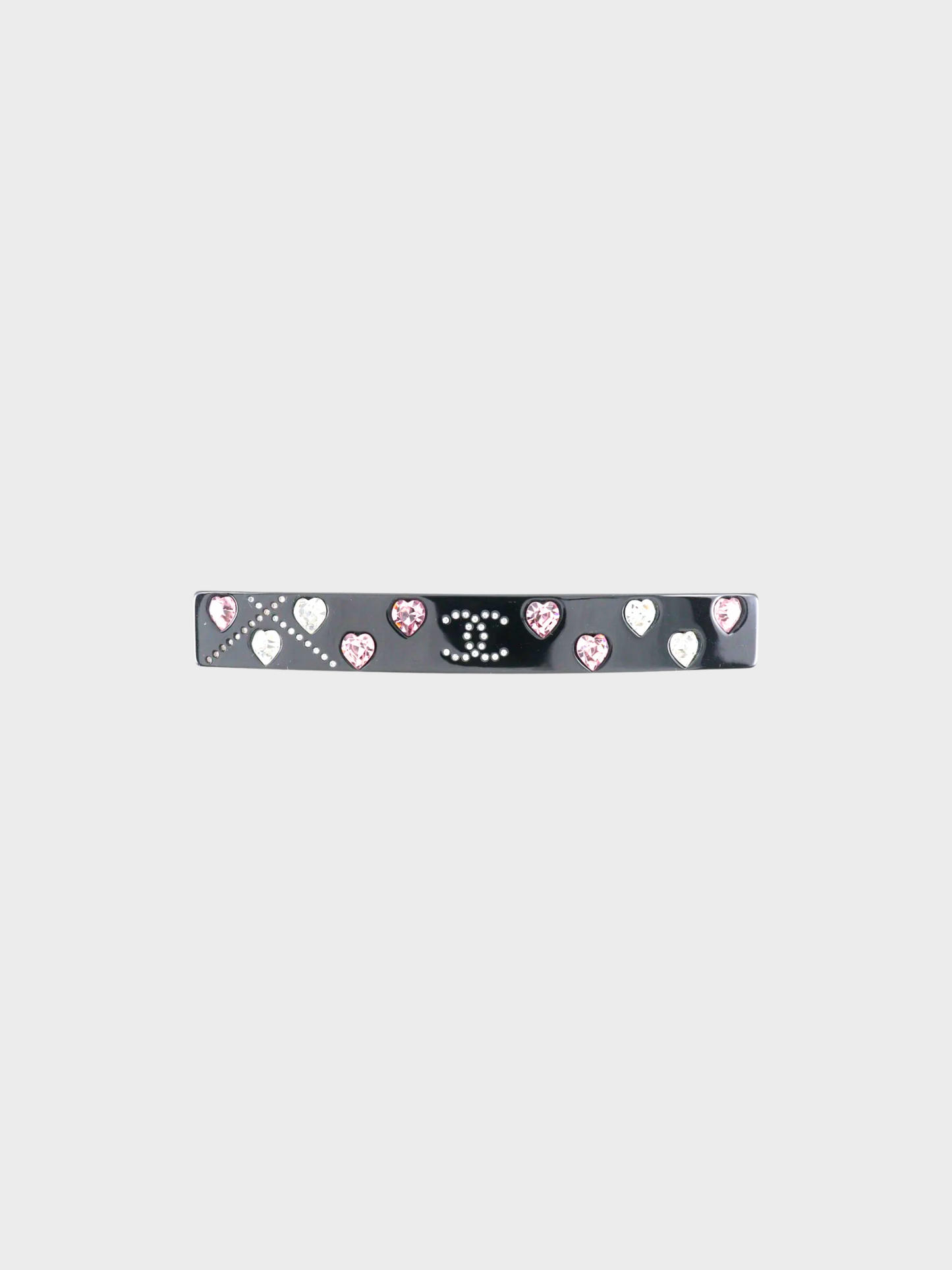 Chanel Fall 2004 Black Heart Rhinestone CC Barrette