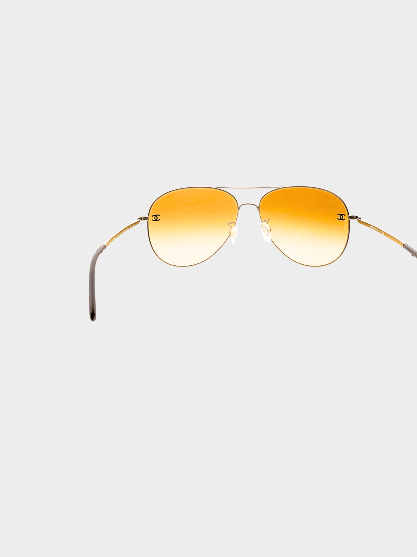 Chanel 2010s Gold Aviator Sunglasses