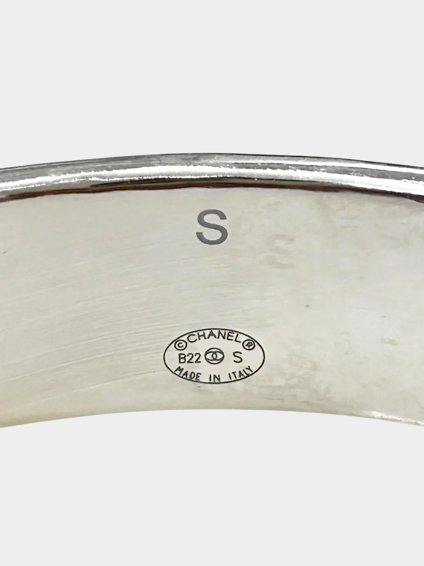 Chanel 2022 Pink Enamel Logo Cuff Bracelet