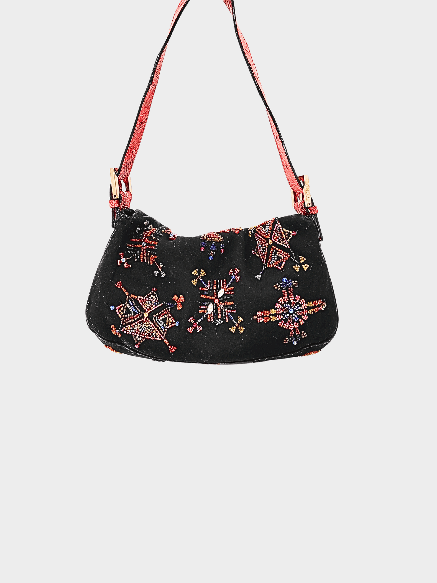 Fendi 2000s Beaded Jersey with Lizard Baguette Bag