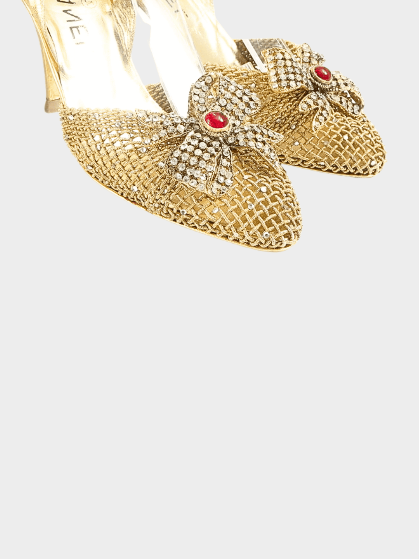 Chanel 2000s Rare Gold Mesh Slingback Heels