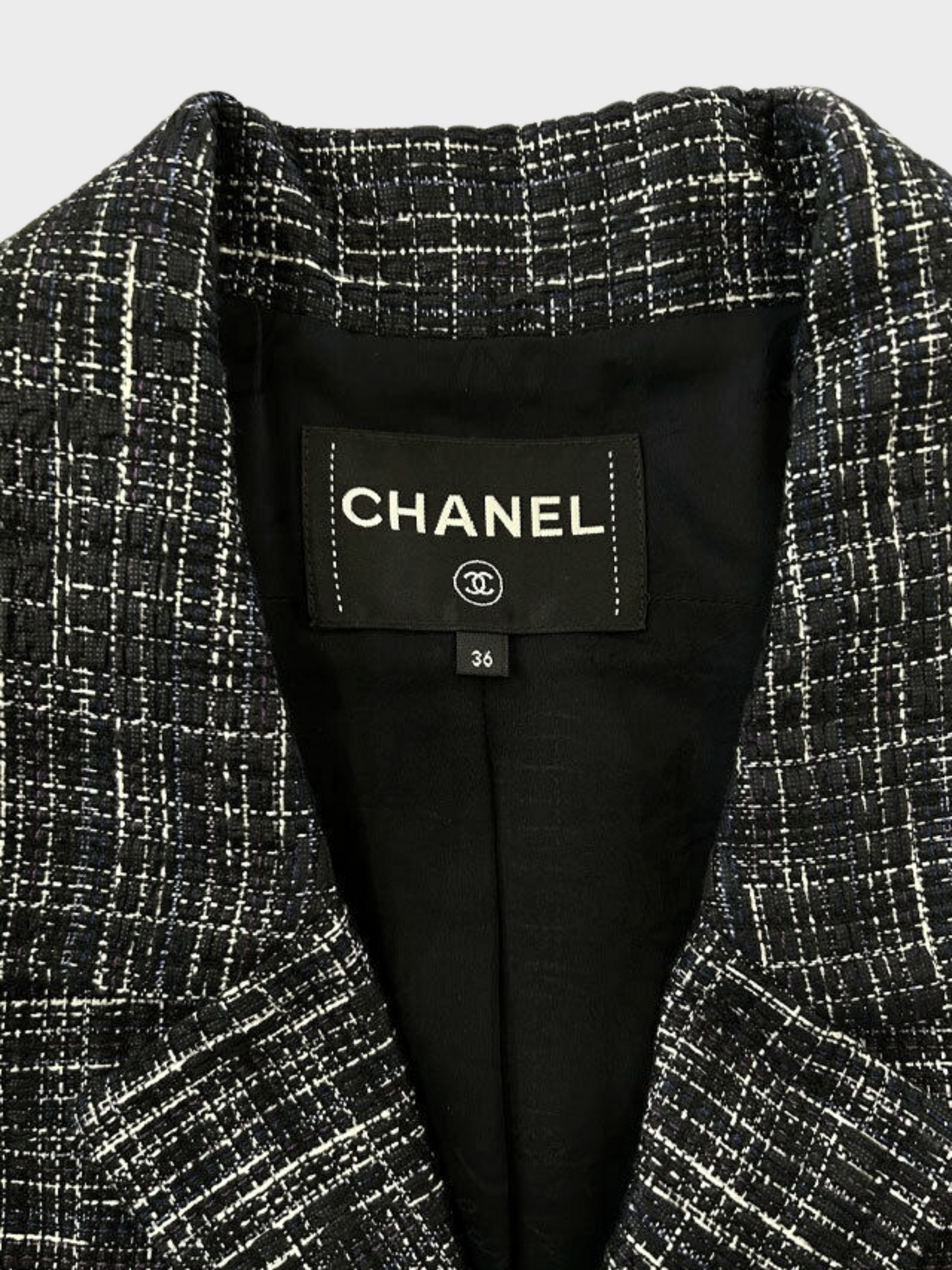 Chanel 1990s Black Tweed Coco Mark Blazer