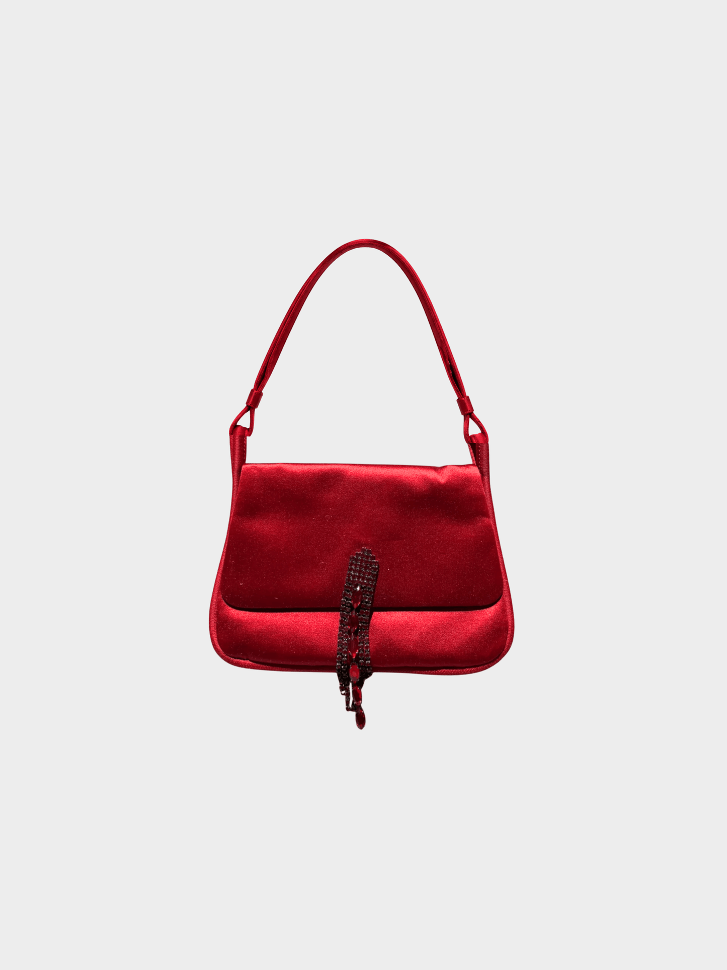 Escada 2000s Red Satin Crystal Evening Bag