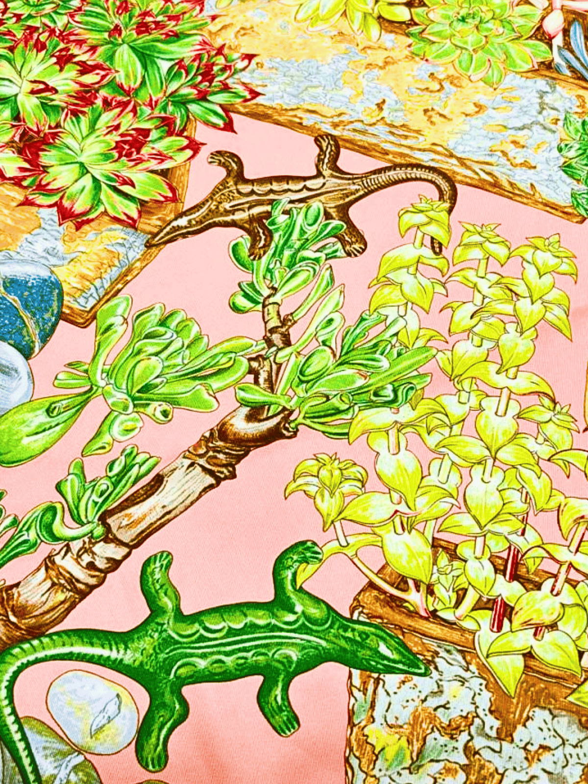 Hermes 2000s Pink Garden Secret Silk Carré 90 Scarf