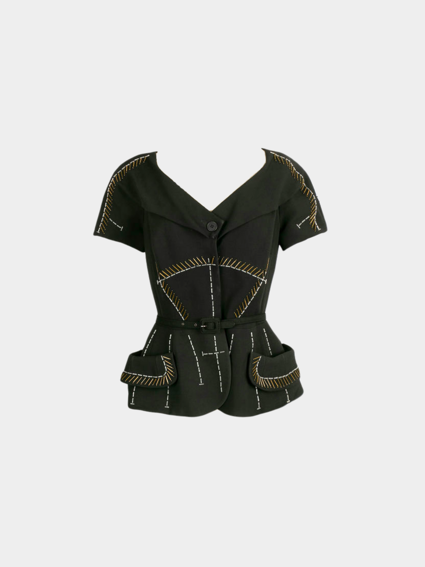 Christian Dior SS 2009 Black Contrast stitch top