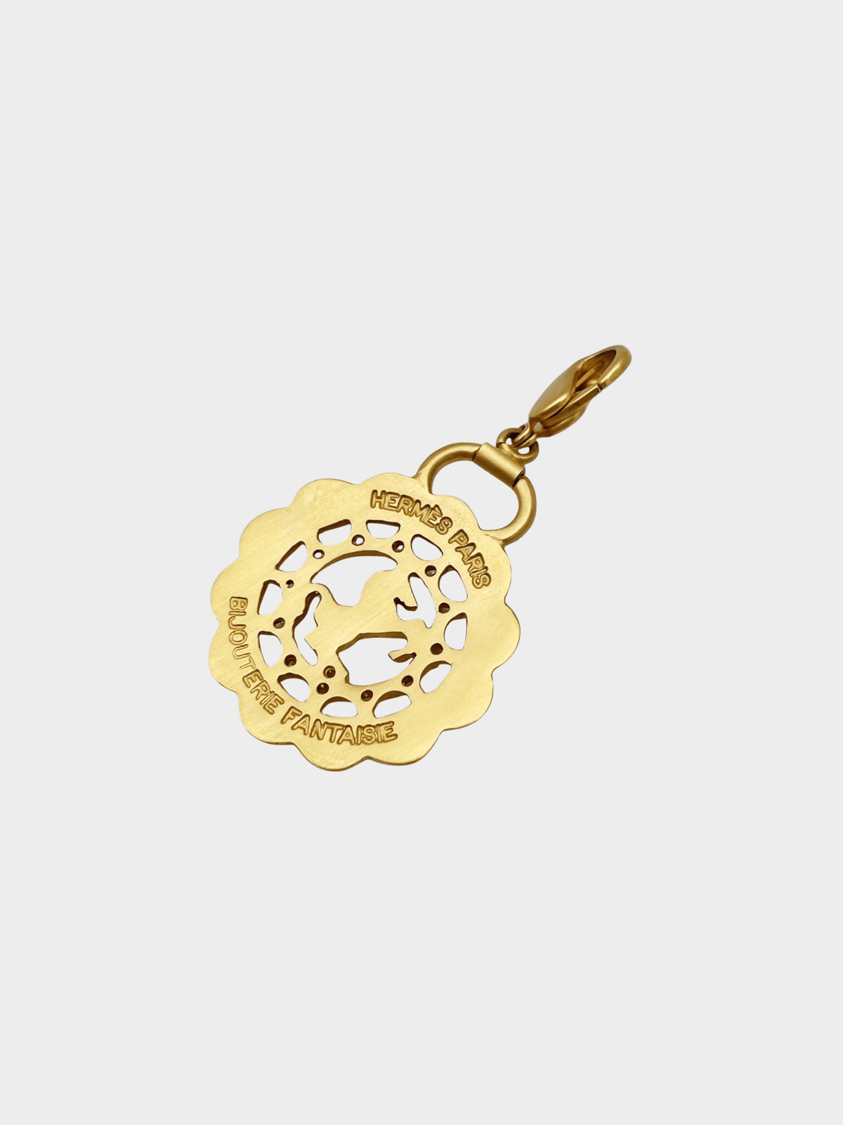 Hermes 2000s Gold Horse Motif Pendant Choker Necklace