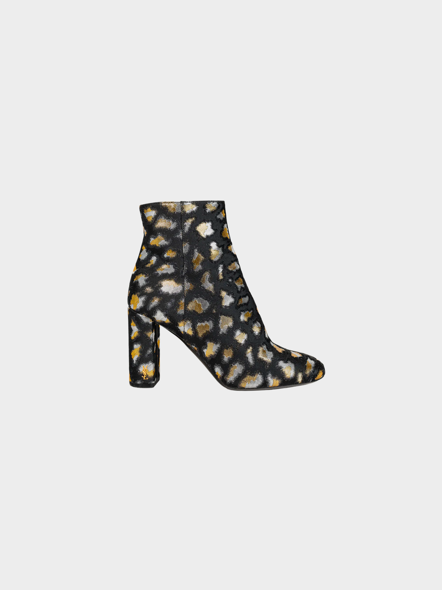 Yves Saint Laurent 2010s Black Glitch Leopard Jacquard Loulou Ankle Boots