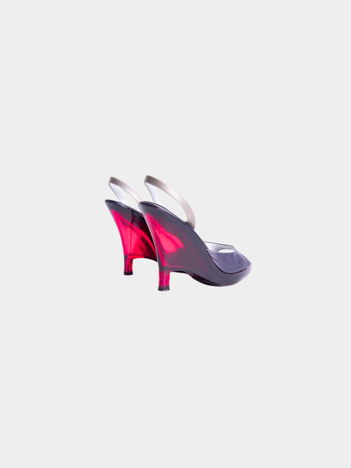 Prada SS 1998 Purple Satin and Pink Plexiglass Heels