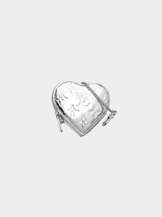 Louis Vuitton 2008 Silver Monogram Miroir Heart Coin Purse