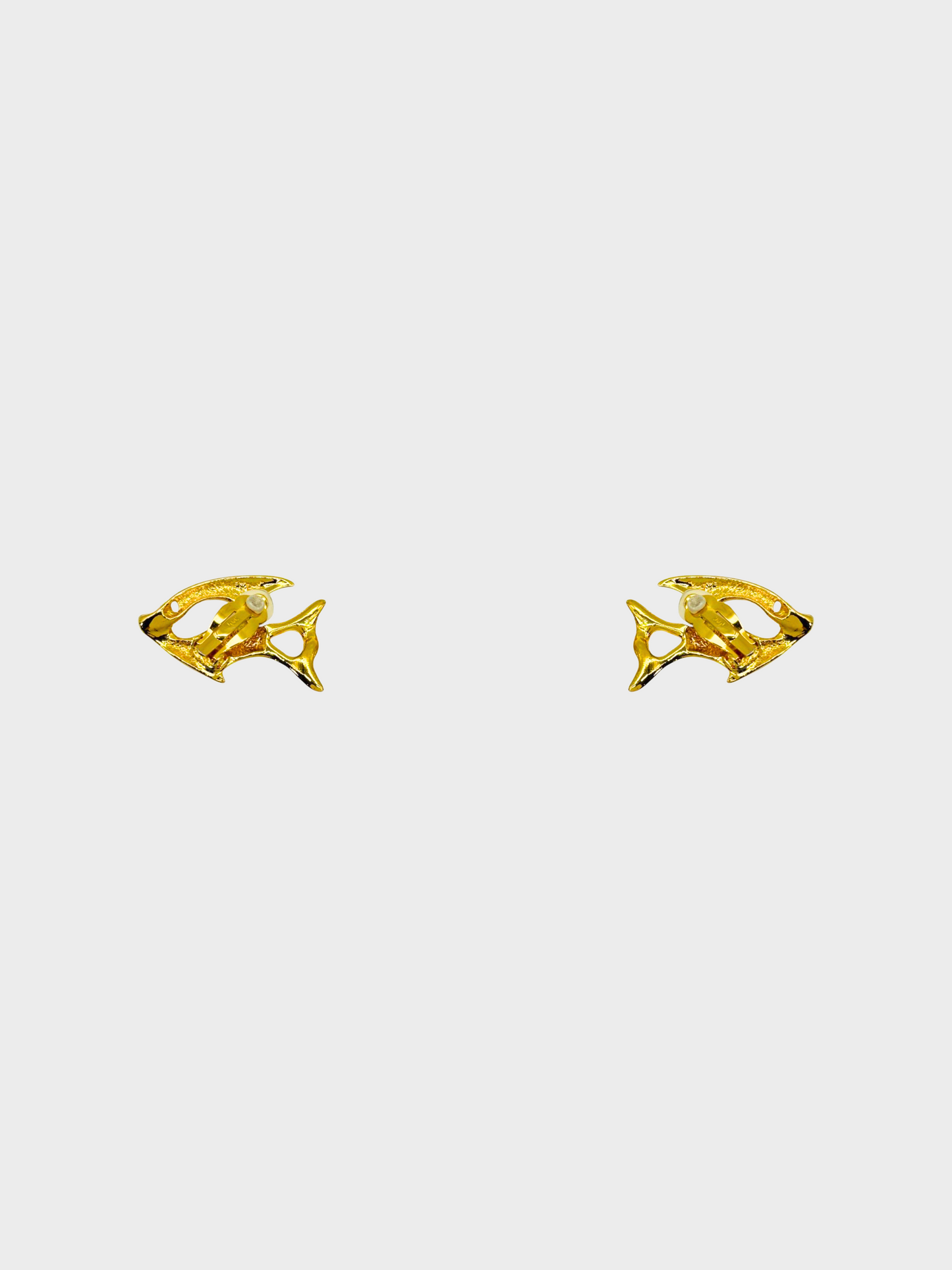 Yves Saint Laurent 2000s Gold Fish Motif Clip-on Earrings