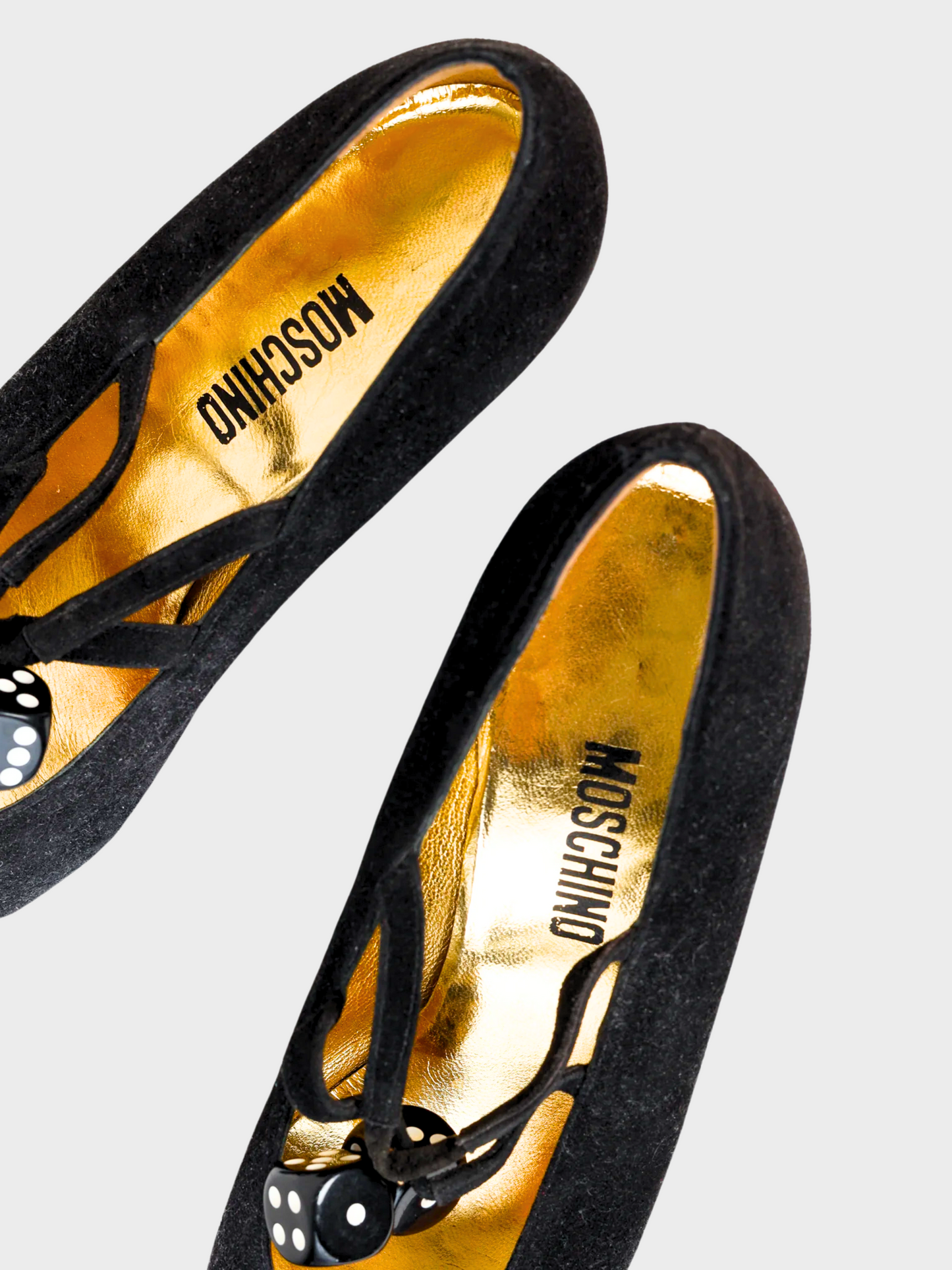 Moschino 1990s Black Suede Lucky Dice Heels